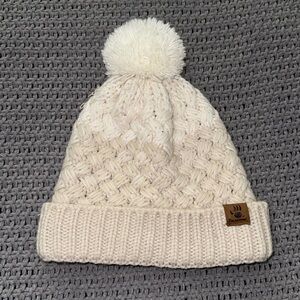 BEAR PAW White Pom Pom Winter Beanie Hat